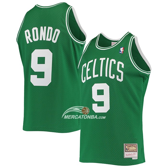 Maglia Boston Celtics Rajon Rondo NO 9 Hardwood Classics Verde